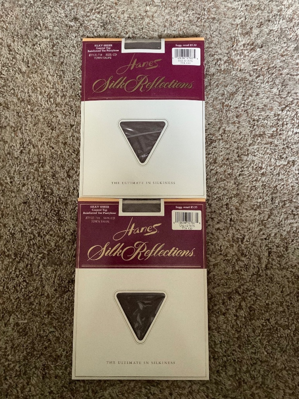 2 Pairs HANES Silk Reflections Control Top PANTYHOSE Size CD Nylons NEW Taupe